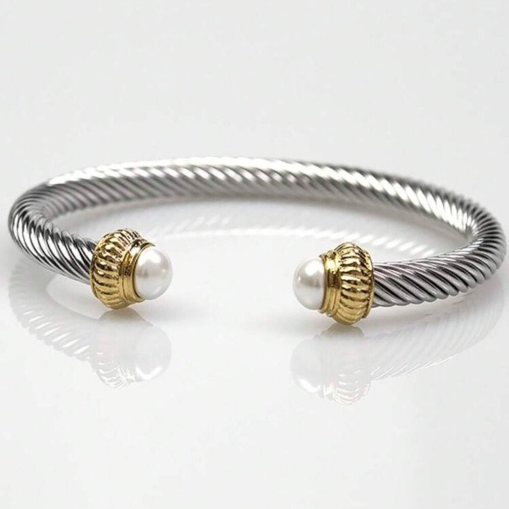 Silver and Gold-tone Cuff Bracelet - New